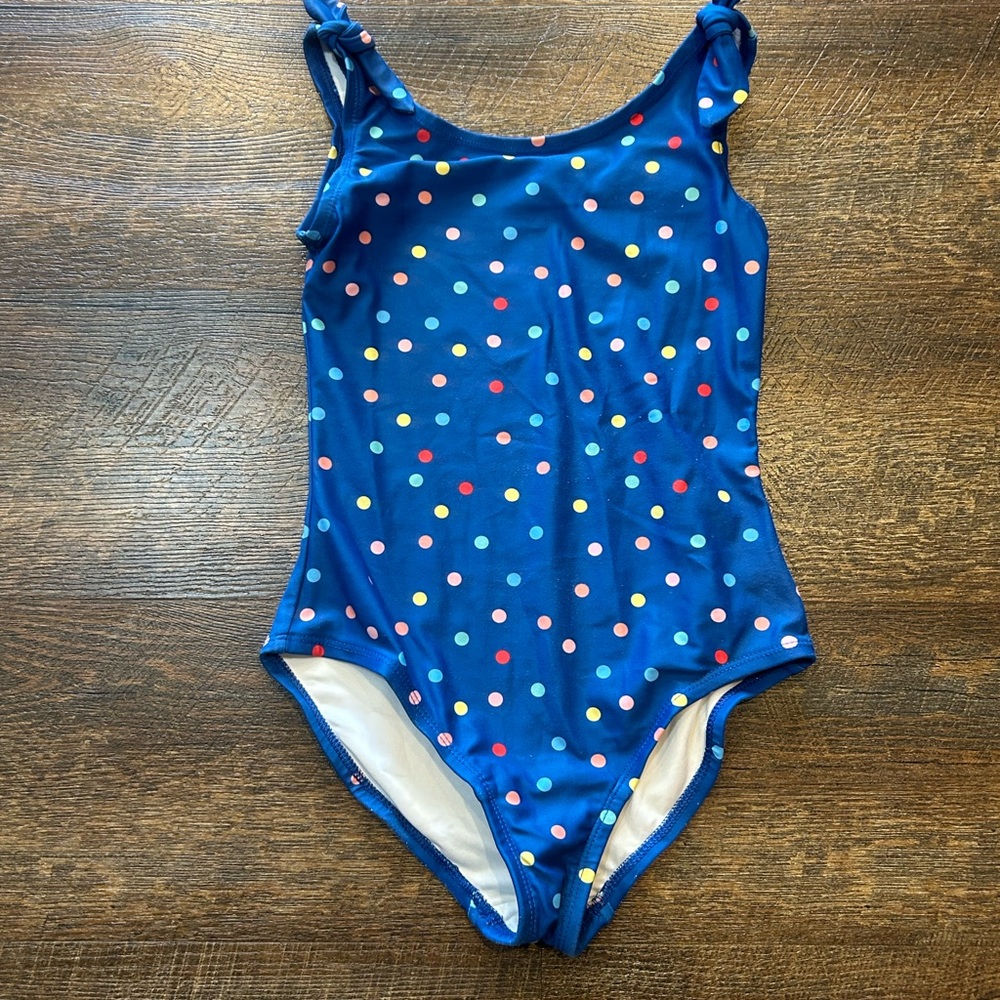 Kids Blue Polka Dot One-Piece Swimsuit